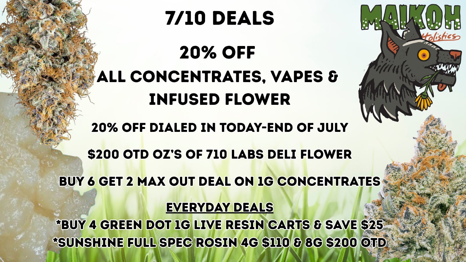 Maikoh Holistics - Boulder 20% Off ALL Concentrates, Vapes & Infused Flower!