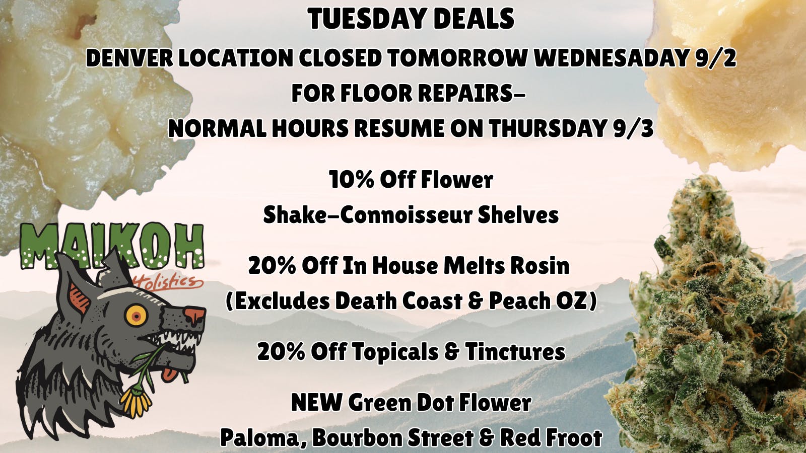 Maikoh Holistics - Denver 10% Off Flower Shake-Connoisseur Shelves