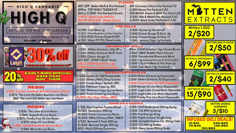 High Q Cannabis TURKEY TIME AT HIGH Q! Free Turkey W/$75+ Purchase