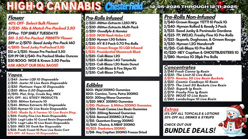 High Q Cannabis High Q Cannabis.... December Deals!!!