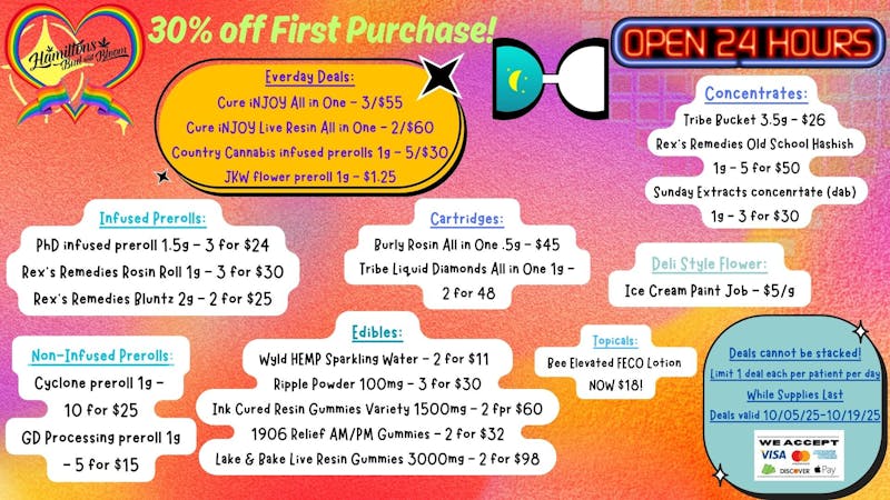 Hamiltons Bud & Bloom - 24/7 & Drive Thru! Deals Valid 10/5/25-10/19/25