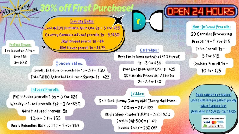 Hamiltons Bud & Bloom - 24/7 & Drive Thru! Deals Valid 11/30/25-12/14/25