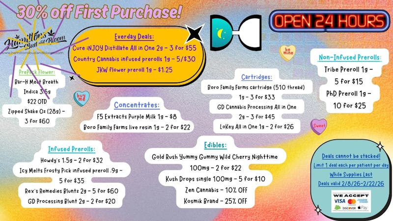Hamiltons Bud & Bloom - 24/7 & Drive Thru! Deals Valid 2/8/26-2/22/26