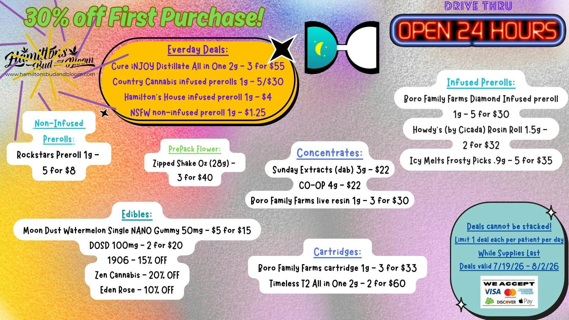Hamiltons Bud & Bloom - 24/7 & Drive Thru! Deals Valid 7/19/26 - 8/2/26