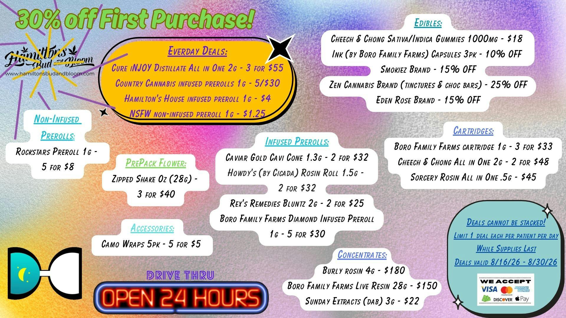 Hamiltons Bud & Bloom - 24/7 & Drive Thru! Deals Valid 8/16/26-8/30/26