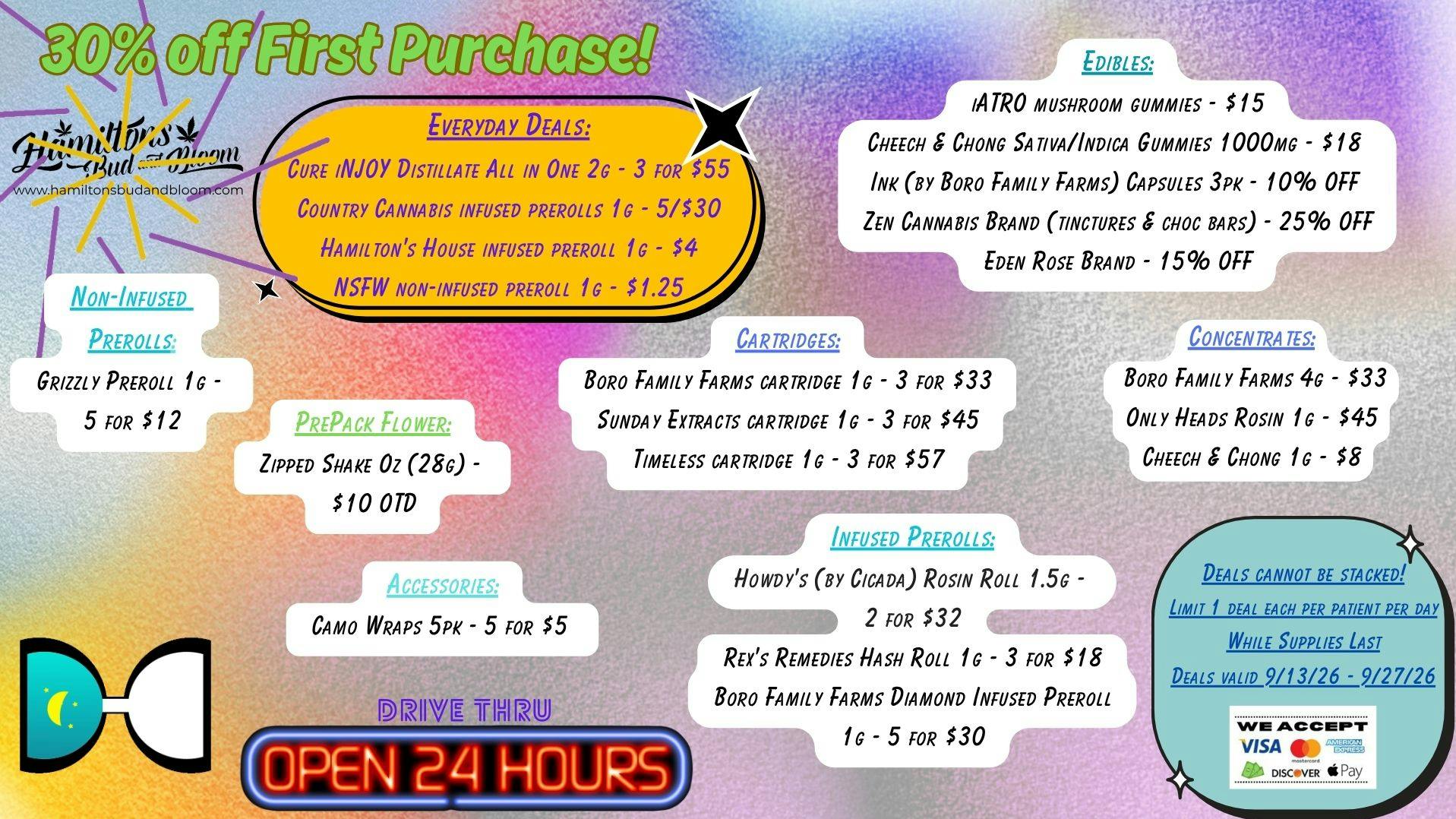 Hamiltons Bud & Bloom - 24/7 & Drive Thru! Deals Valid 9/13/26-9/27/26