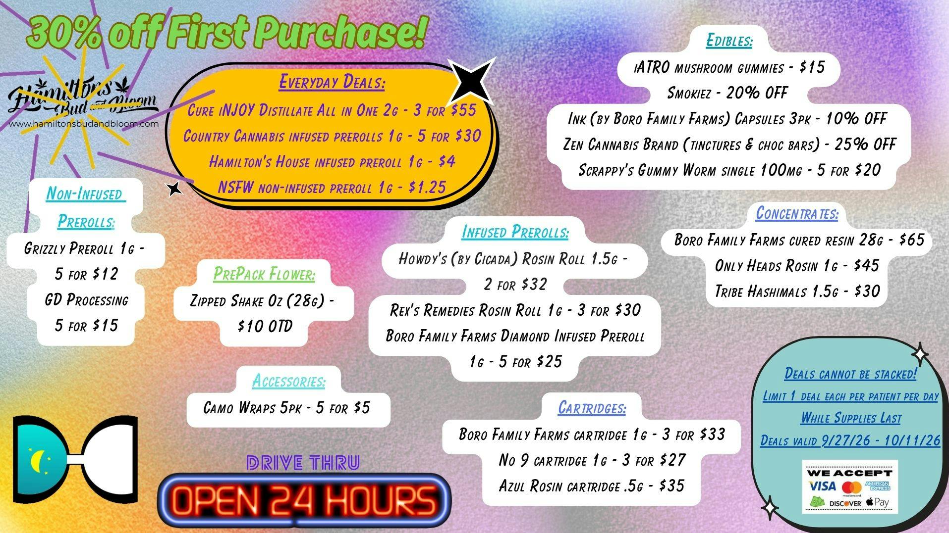 Hamiltons Bud & Bloom - 24/7 & Drive Thru! Deals Valid 9/27/2026-10/11/2026