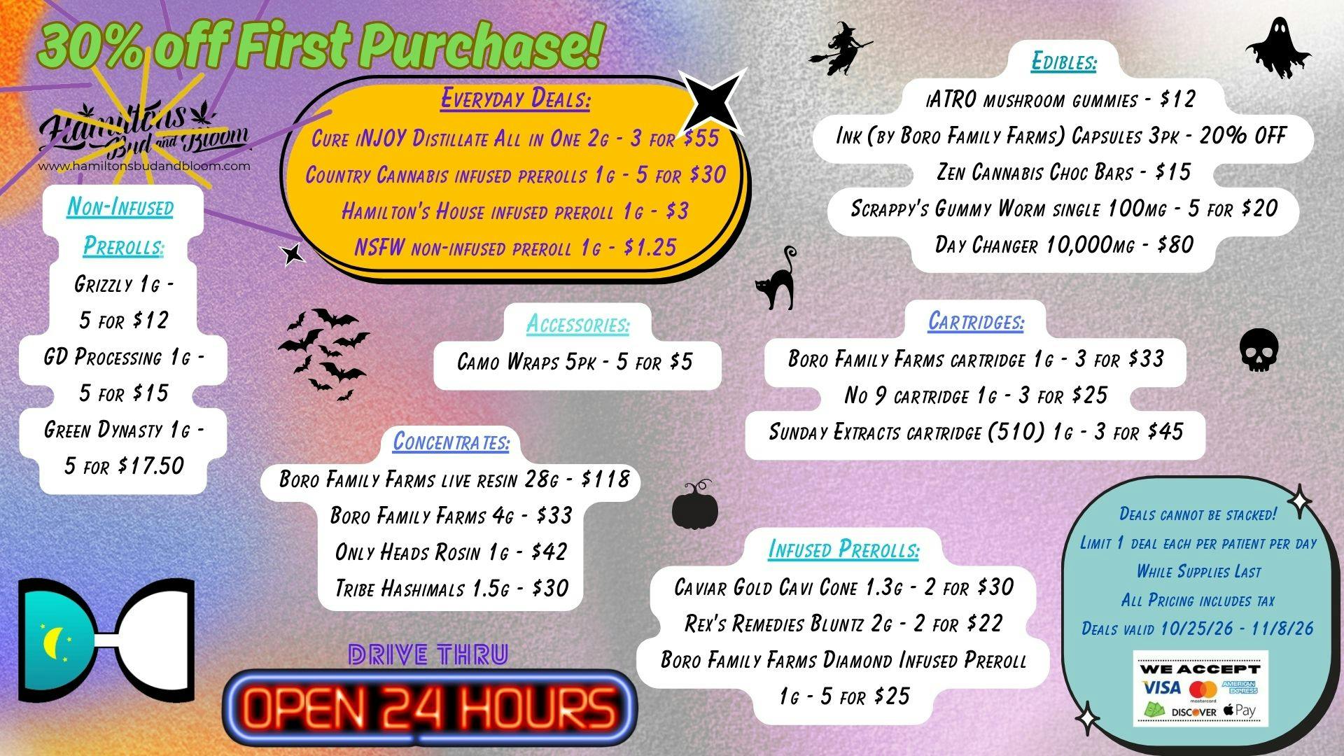 Hamiltons Bud & Bloom - 24/7 & Drive Thru! Deals Valid 10/25/2026-11/08/2026