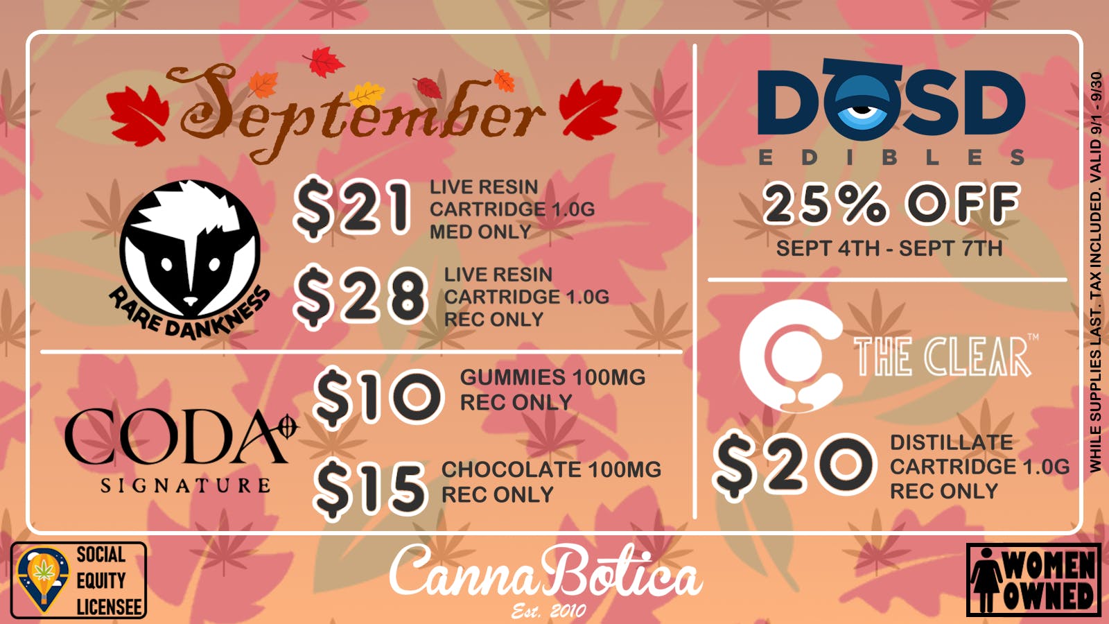 Cannabotica Fall Deals at Canna Botica!