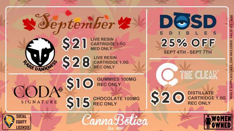 Cannabotica Fall Deals at Canna Botica!