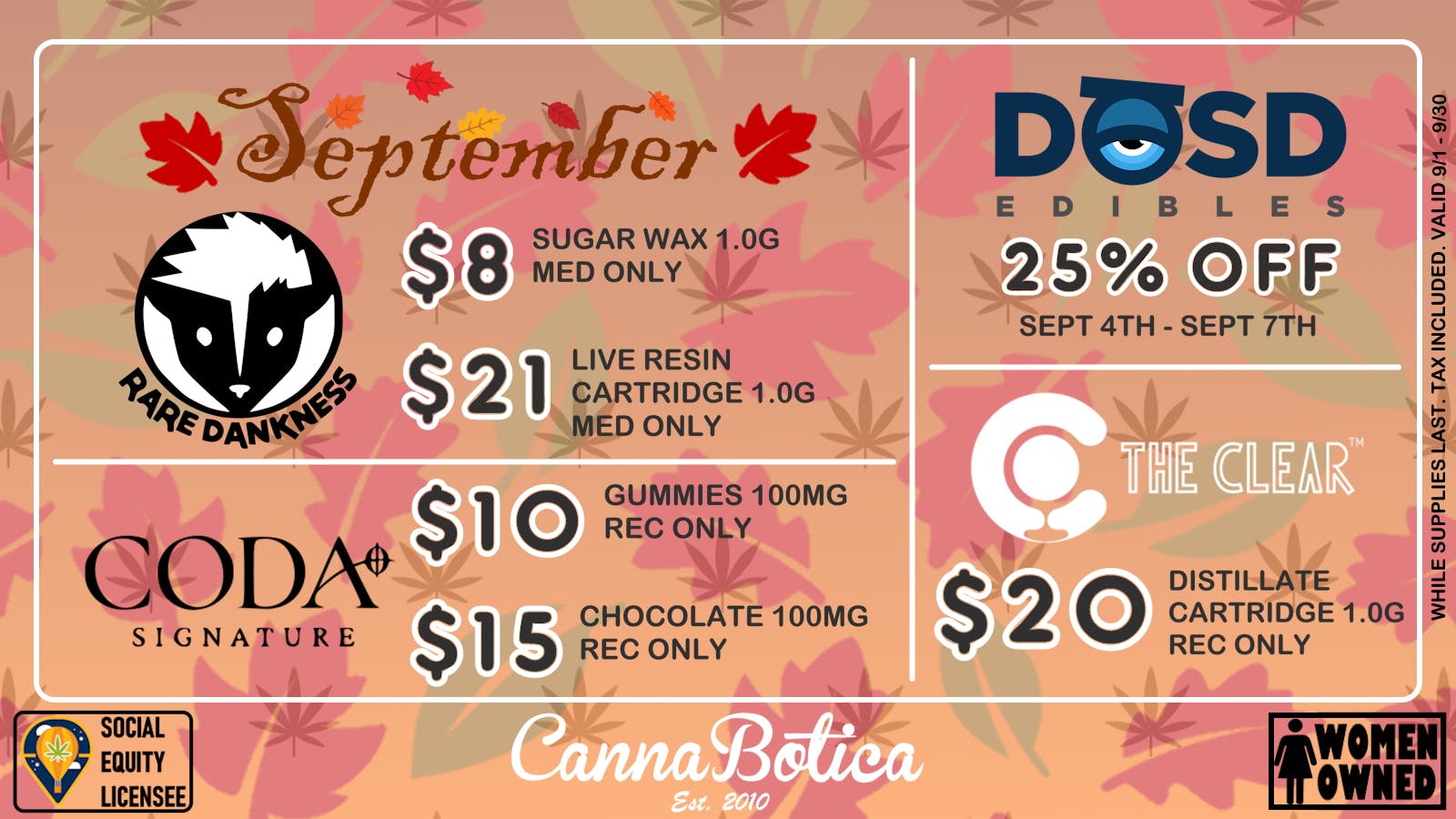 Cannabotica Fall Deals at Canna Botica!