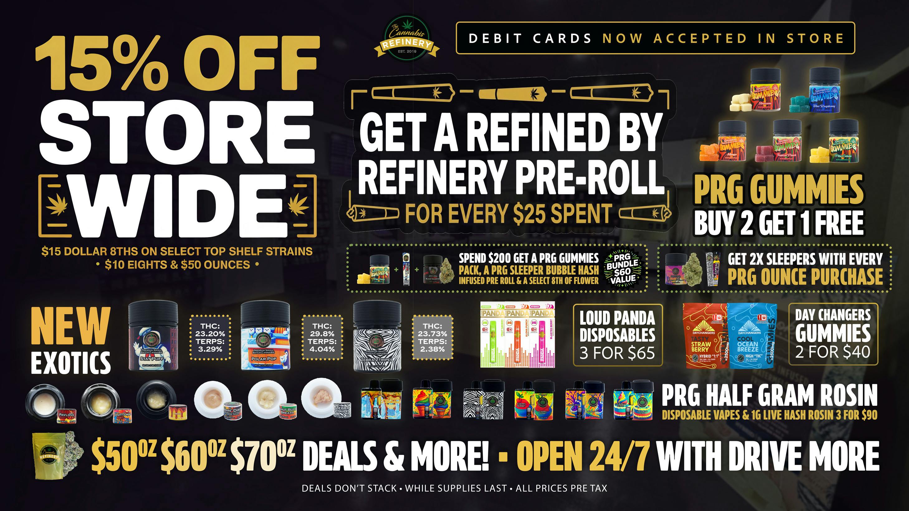 The Cannabis Refinery - Edmond 24/7 Drive Thru 🔥15% OFF Select|3 for $90 Rosin|$60oz TOP Shelf🔥
