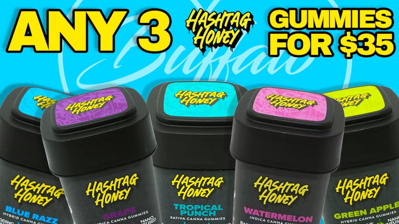 Buffalo Dreams Any 3 Hashtag Honey Gummies for $35