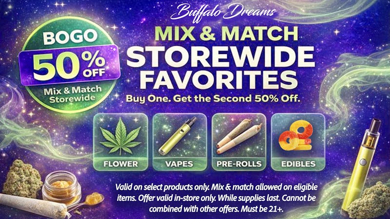 Buffalo Dreams Buy 1 Get 1 50% Off Storewide Favorites
