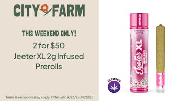 City Farm by Silver Therapeutics - Roslindale 2 for $50 Jeeter XL 2g Infused Prerolls