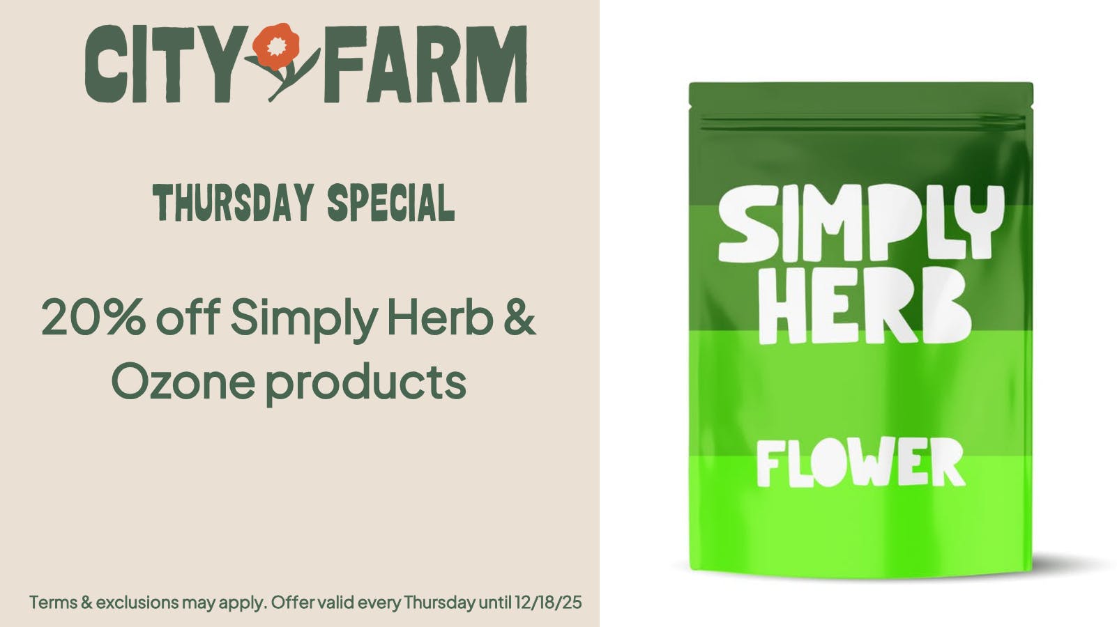 City Farm by Silver Therapeutics - Roslindale 20% off Simply Herb & Ozone Products
