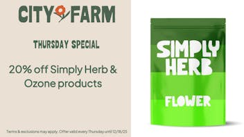 City Farm by Silver Therapeutics - Roslindale 20% off Simply Herb & Ozone Products