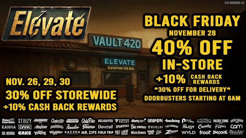 Elevate Lompoc 30% Off Plus 10% Cash Back Rewards!! Holiday Sale!