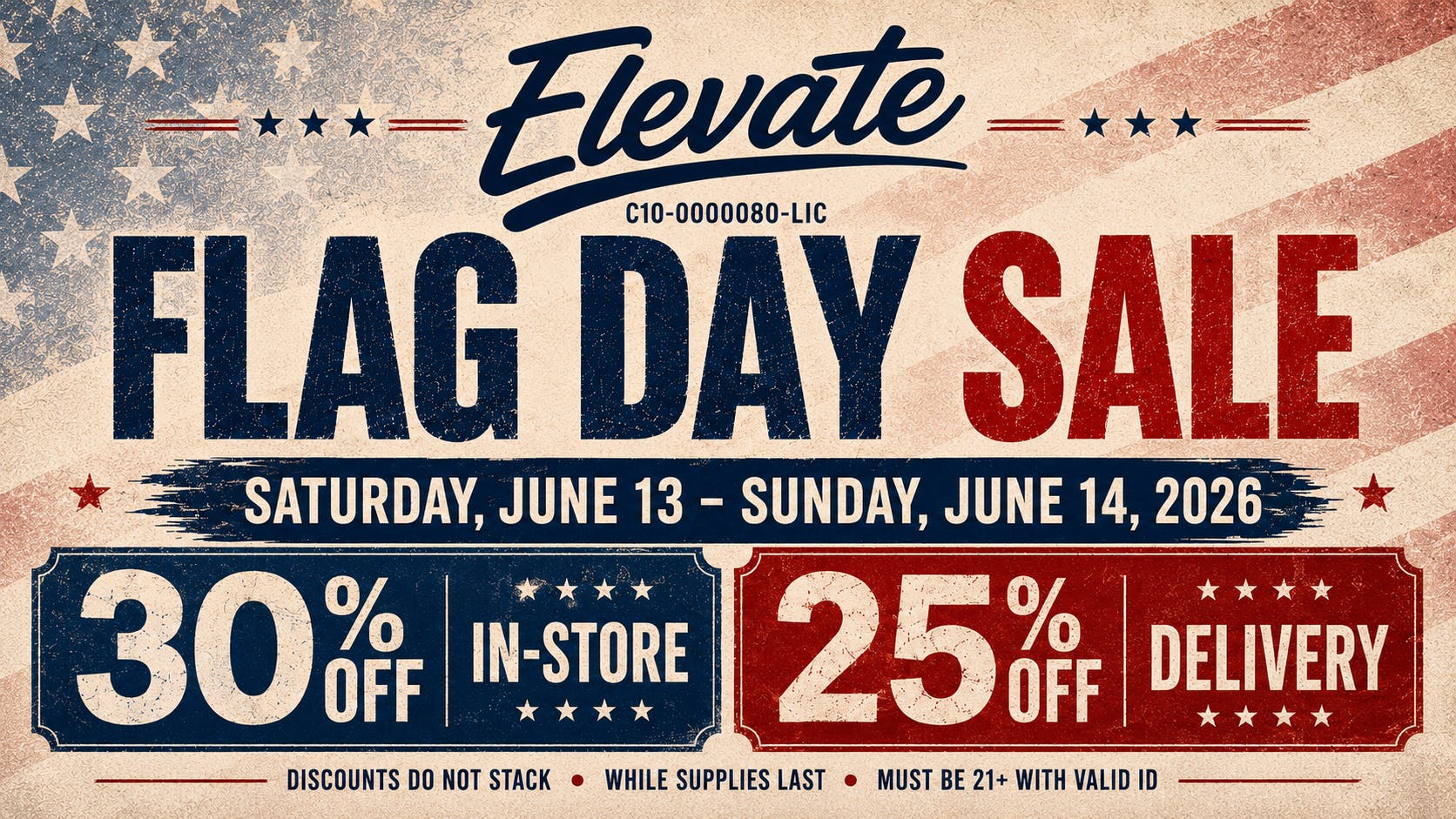 Elevate Lompoc FLAG DAY WEEKEND SALE