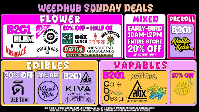 WeedHub Dispensary Sunday Deals - Weedhub