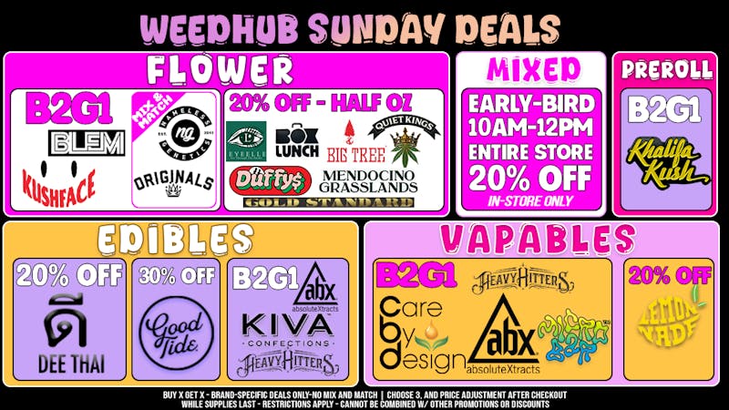 WeedHub Sunday Deals - Weedhub