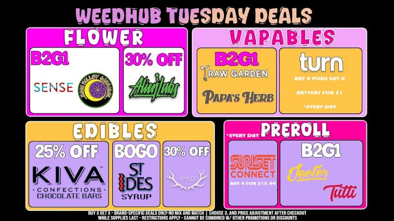 WeedHub Dispensary Tuesday Deals - Weedhub