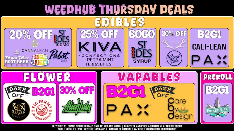 WeedHub Dispensary Thursday Deals - Weedhub