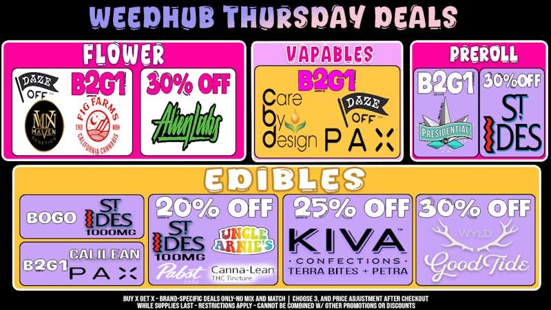 WeedHub Dispensary Thursday Deals - Weedhub