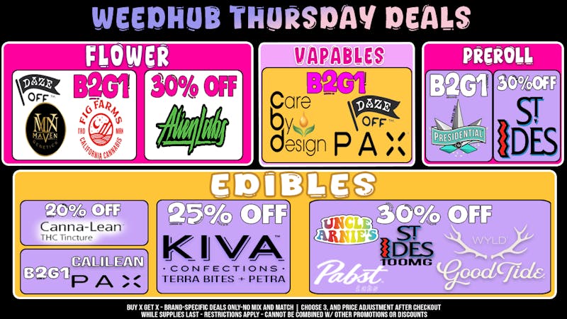 WeedHub Dispensary Thursday Deals - Weedhub