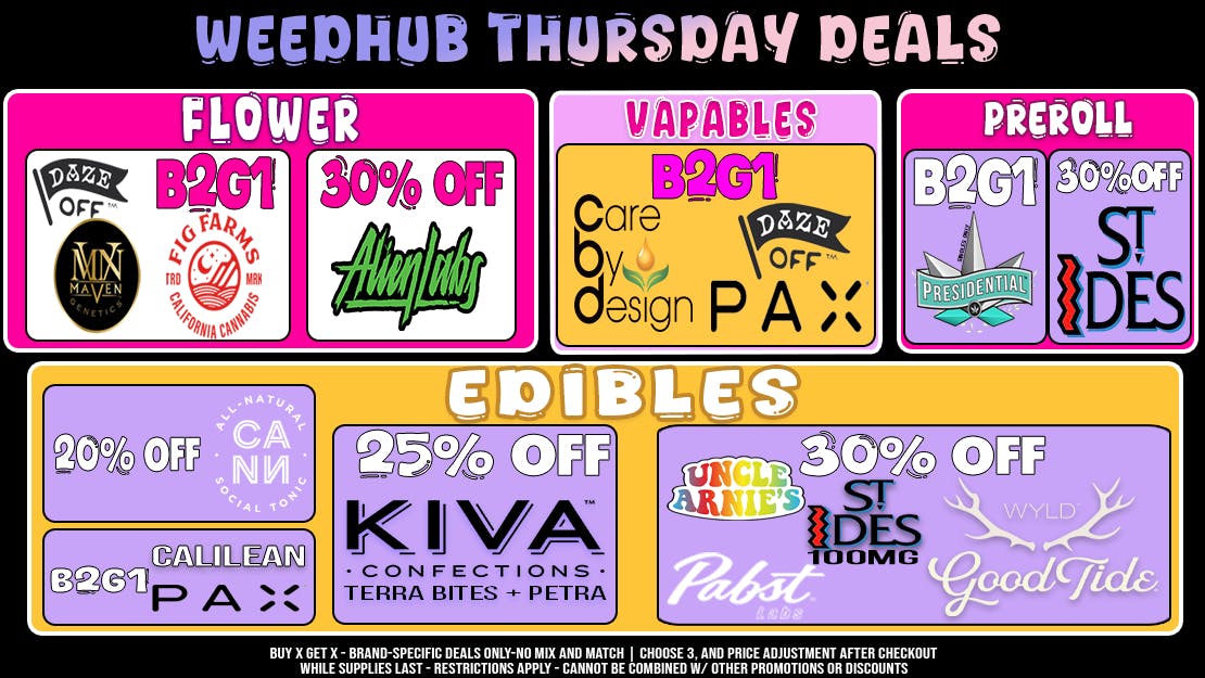 WeedHub Dispensary Thursday Deals - Weedhub