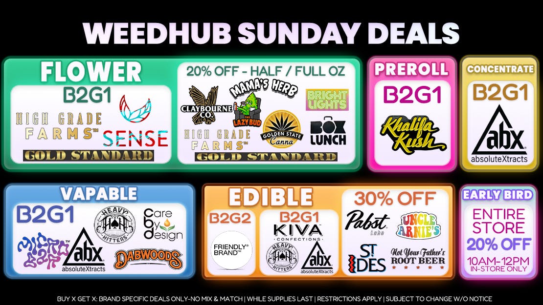 WeedHub Dispensary Sunday Deals - Weedhub