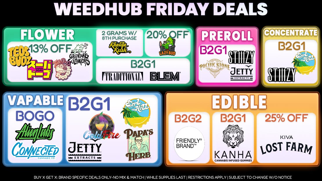 WeedHub Dispensary Friday Deals - Weedhub