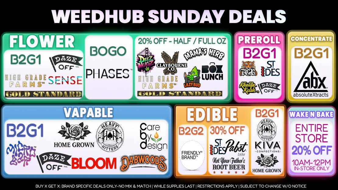 WeedHub Dispensary Sunday Deals - Weedhub