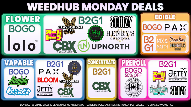 WeedHub Dispensary Monday Deals - Weedhub