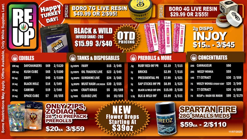RE-UP Cannabis Dispensary - Broken Arrow 🦃Big Savings This Thanksgiving Only at RE-UP!🍂
