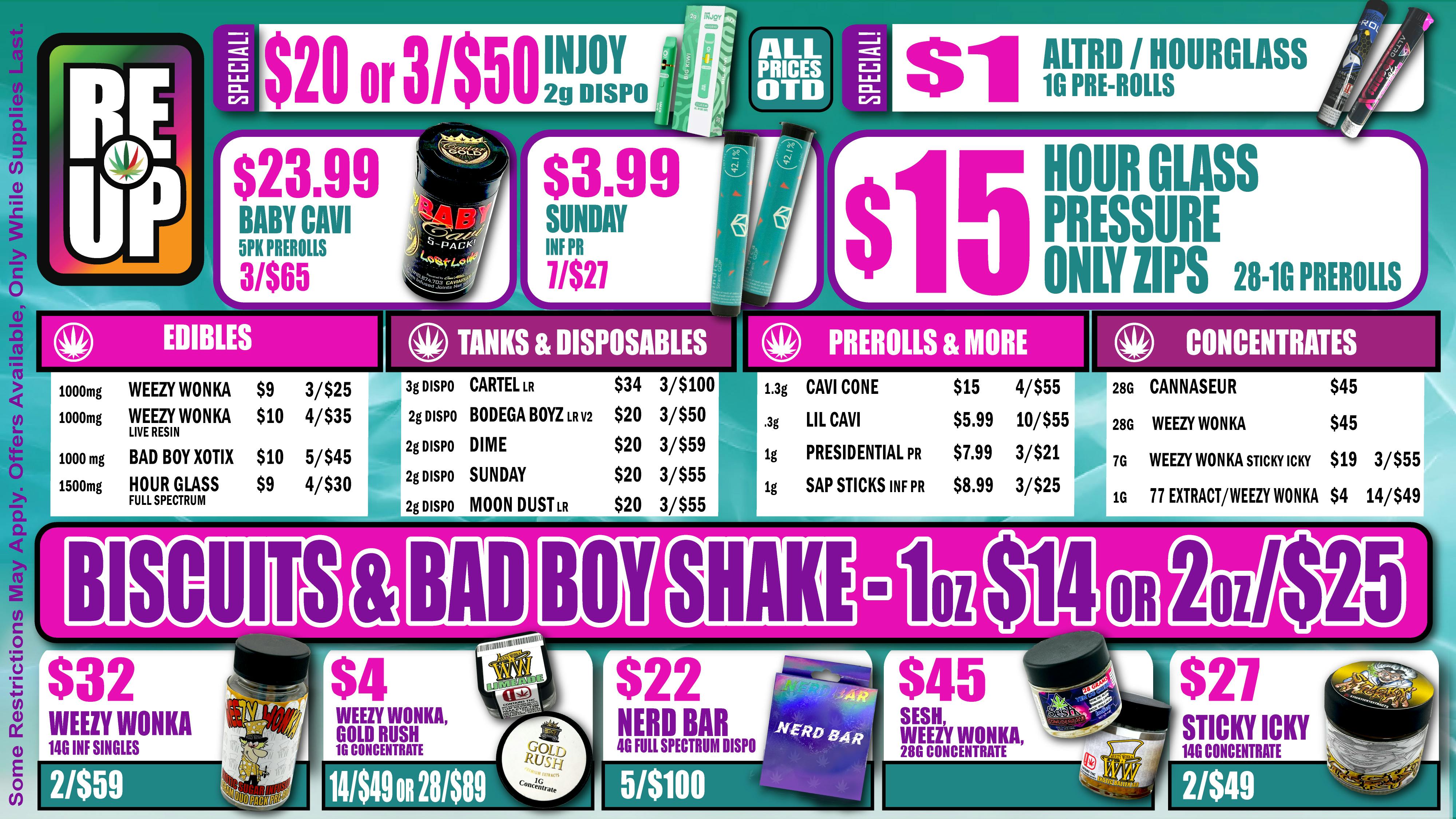 RE-UP Cannabis Dispensary 1oz/28 Pre-Rolls for 1¢ • New Patients Only !🔥💨