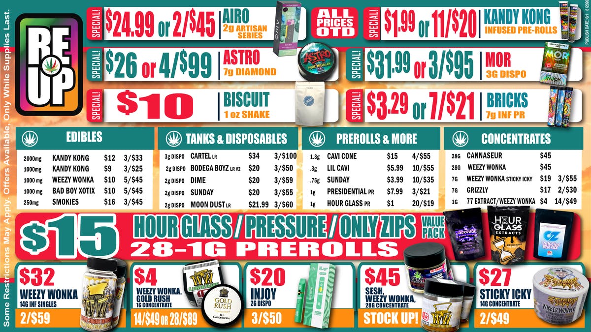 RE-UP Cannabis Dispensary 💥Sunday & Timeless 1G Dispos BOGO$1!!!💥
