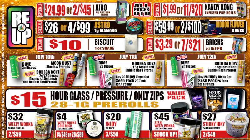 RE-UP Cannabis Dispensary 💥Sunday & Timeless 1G Dispos BOGO$1!!!💥