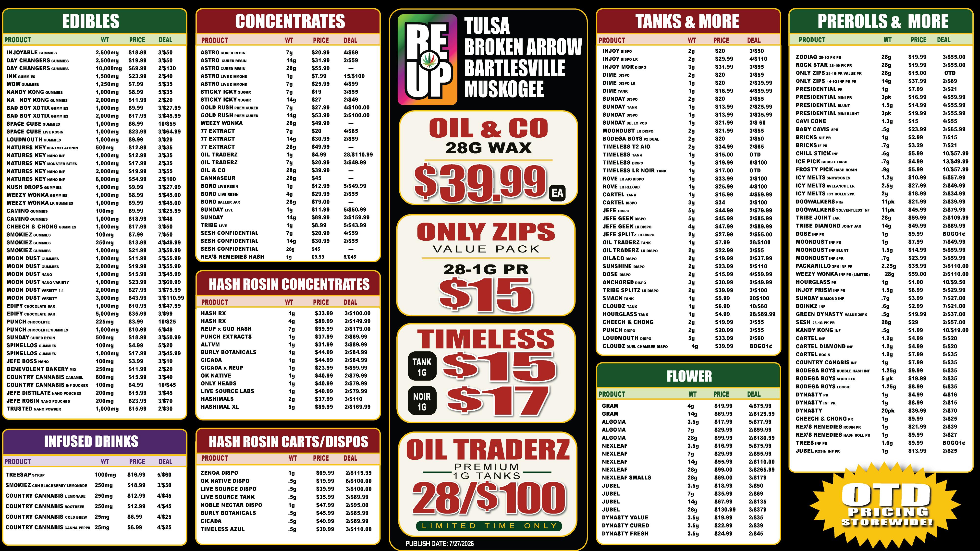 RE-UP Cannabis Dispensary OILTRADERZ 1G TANK 28/$100 - ONLYZIPS 28-1G PR $15