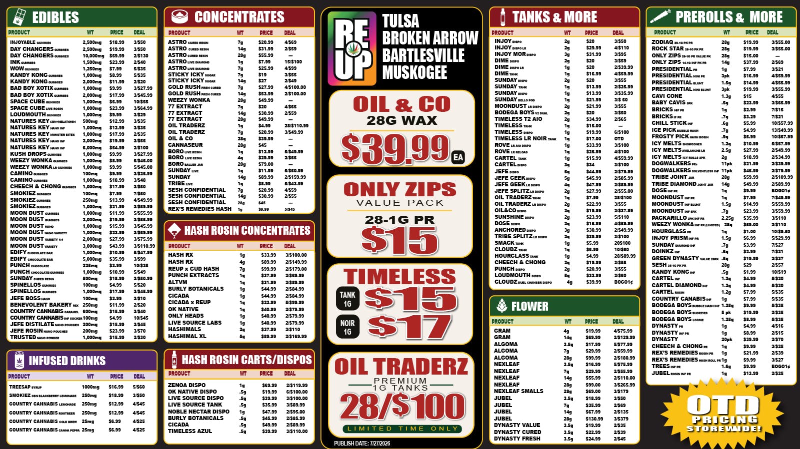 RE-UP Cannabis Dispensary - Broken Arrow OILTRADERZ 1G TANK 28/$100 - ONLYZIPS 28-1G PR $15