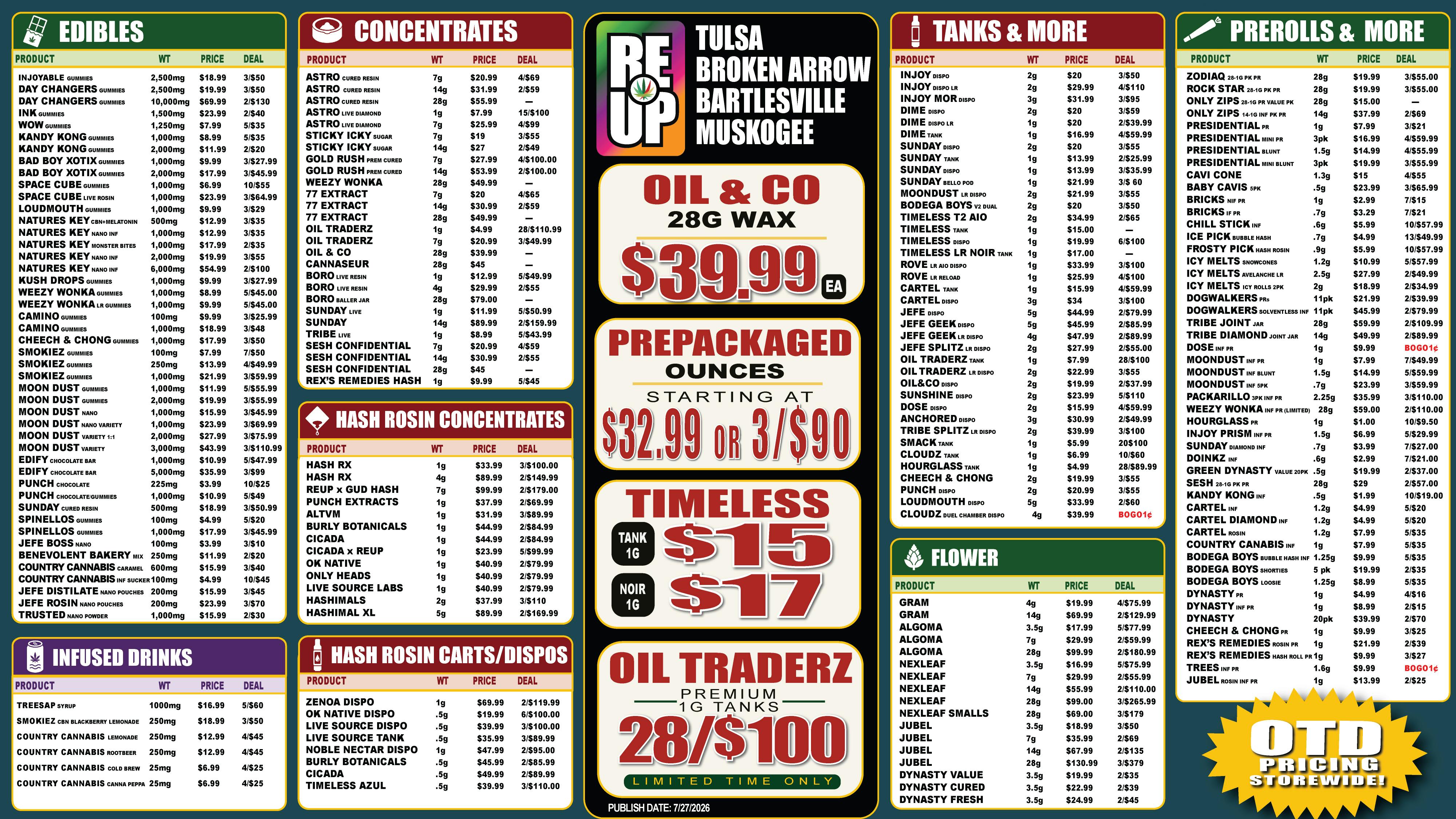RE-UP Cannabis Dispensary OILTRADERZ 1G TANK 28/$100 - ONLYZIPS 28-1G PR $15