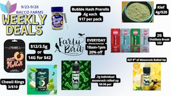 Bacco Farms Delivery 9-23-25 deals of the week