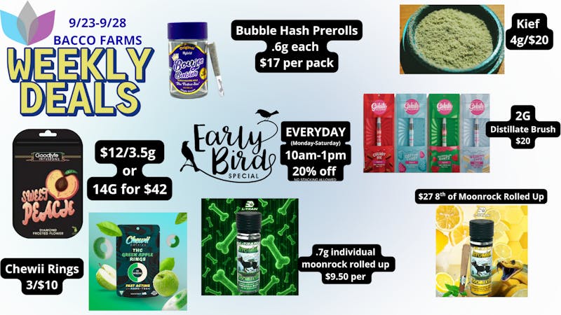 Bacco Farms 9-23-25 deals of the week