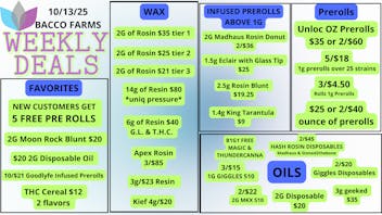 Bacco Farms Week of 10-13-25 Deals