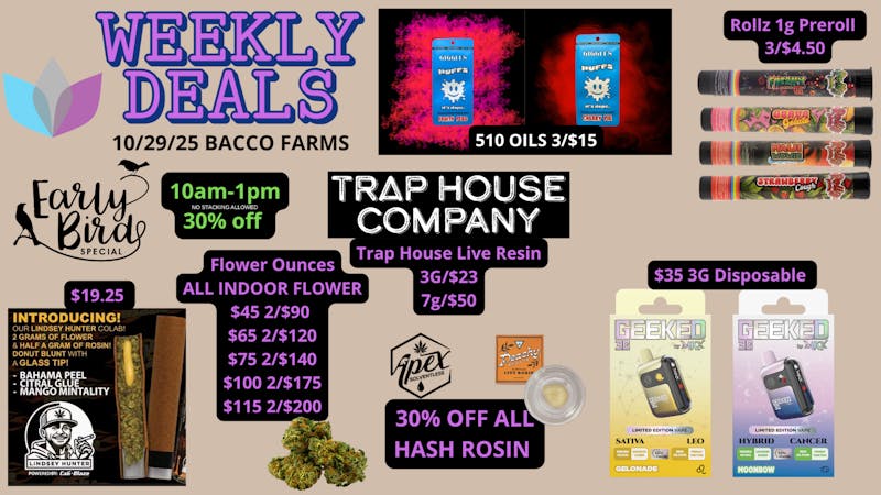 Bacco Farms Week of 10-29-25 deals