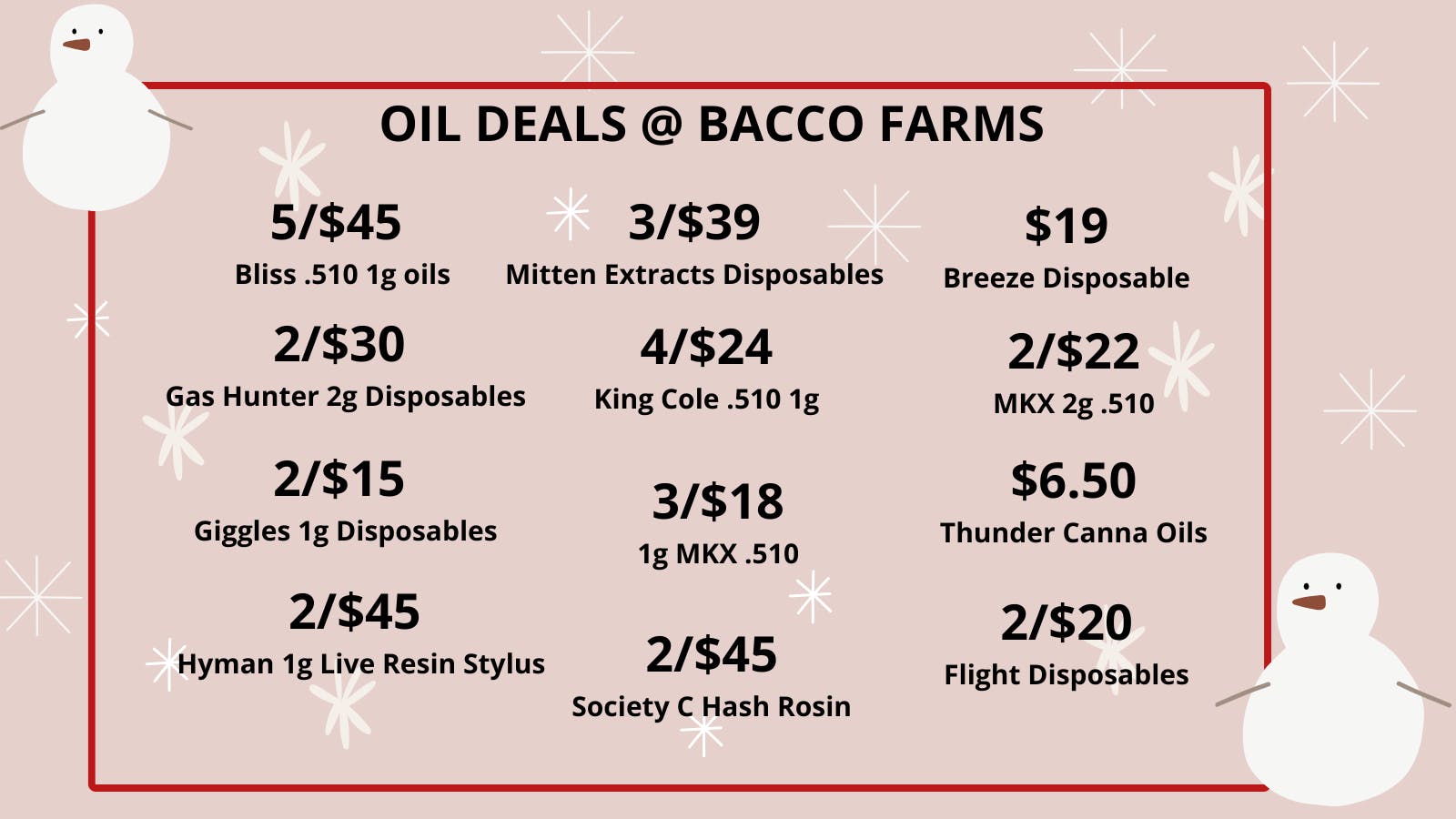 Bacco Farms Delivery Oil Deals At Bacco Farms