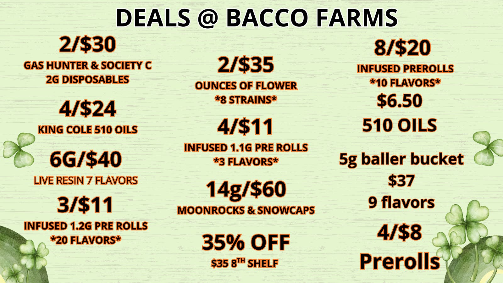 Bacco Farms Delivery Deals At Bacco Farms