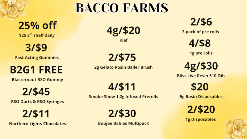 Bacco Farms Bacco Farms Deals