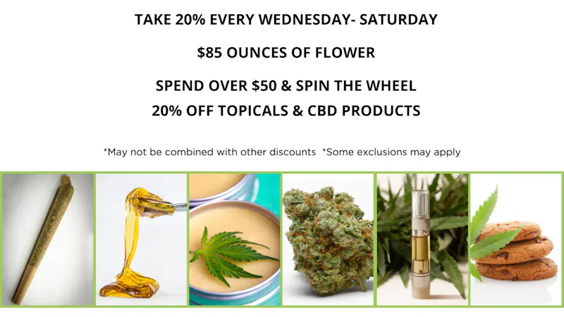 Bacco Farms 20% off Ounces Wed-Sat