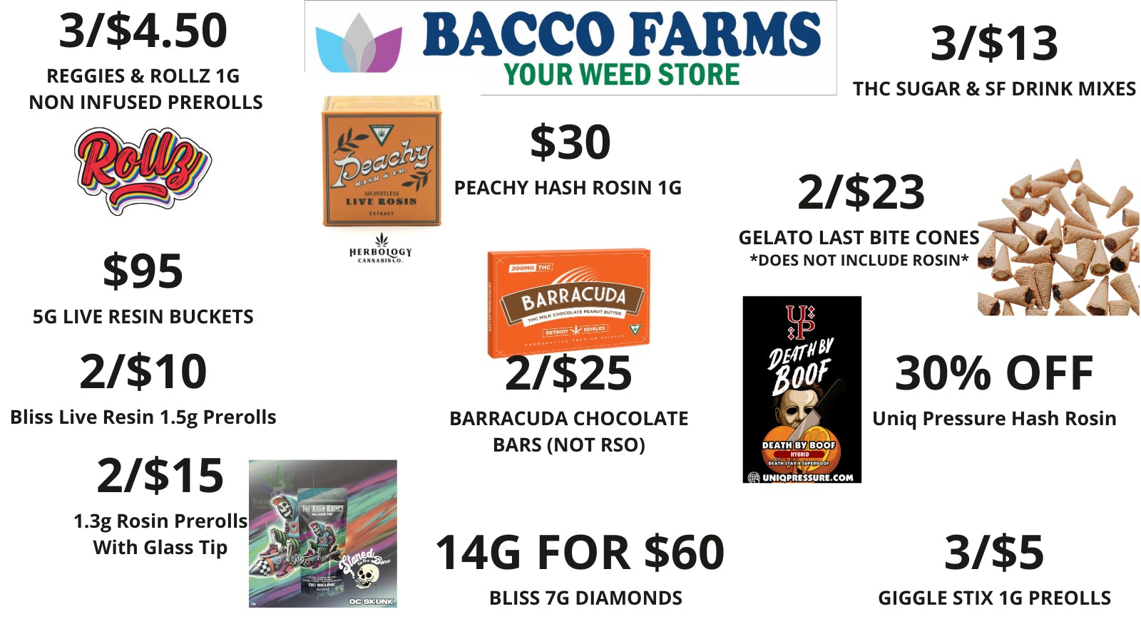 Bacco Farms Delivery Bacco Farms Deals 4-26 and on